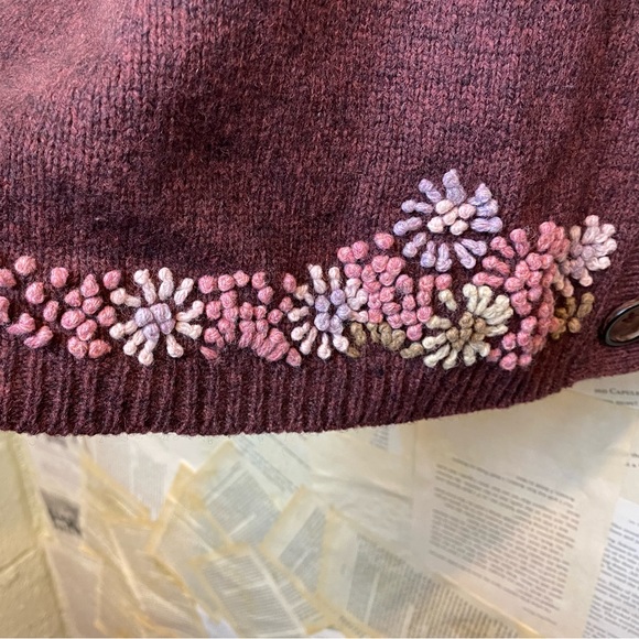 Y2K Woolrich Floral Embroidered Button Cardigan Cabernet Style Size 2XL - Picture 10 of 12